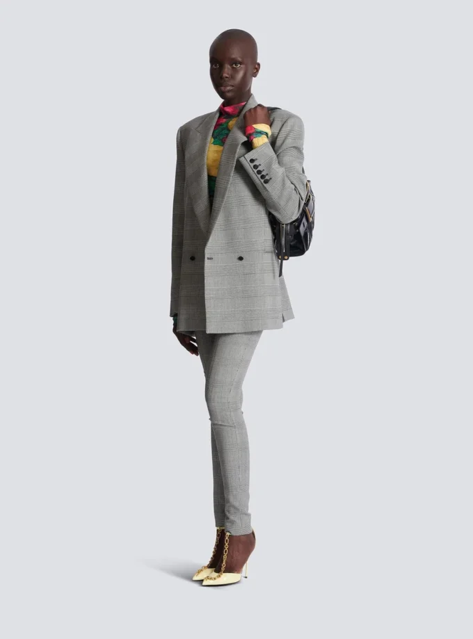 Veste oversize en jacquard Prince de Galles Veste oversize en jacquard Prince de Galles