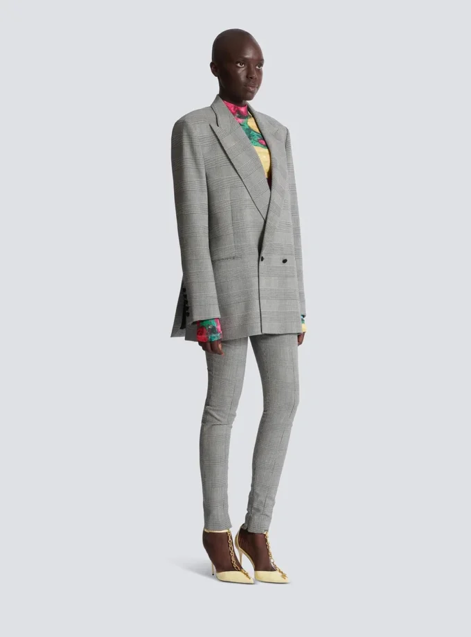 Veste oversize en jacquard Prince de Galles Veste oversize en jacquard Prince de Galles