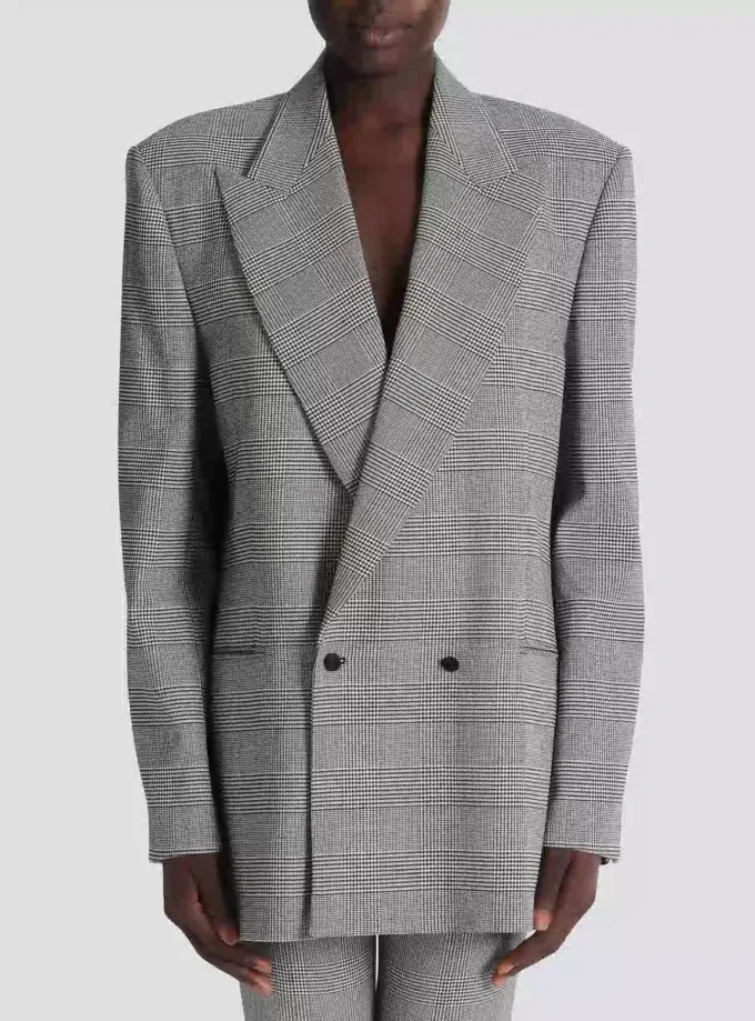Veste oversize en jacquard Prince de Galles Veste oversize en jacquard Prince de Galles