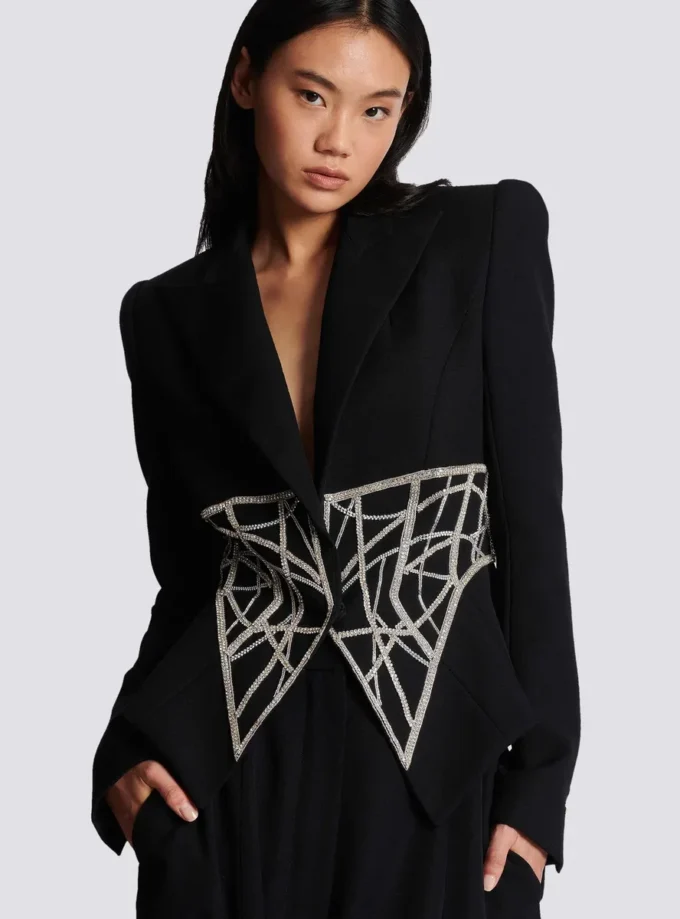 Veste slim brodée grain de poudre Veste slim brodée grain de poudre