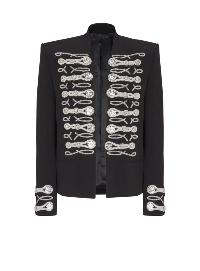 Veste spencer en crêpe avec boutons brodés Veste spencer en crêpe avec boutons brodés