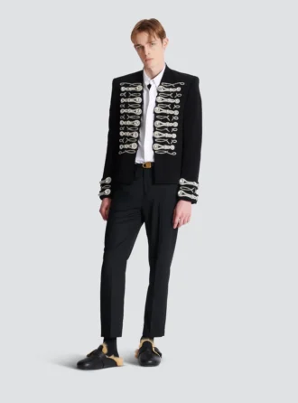 Veste spencer en crêpe avec boutons brodés Veste spencer en crêpe avec boutons brodés