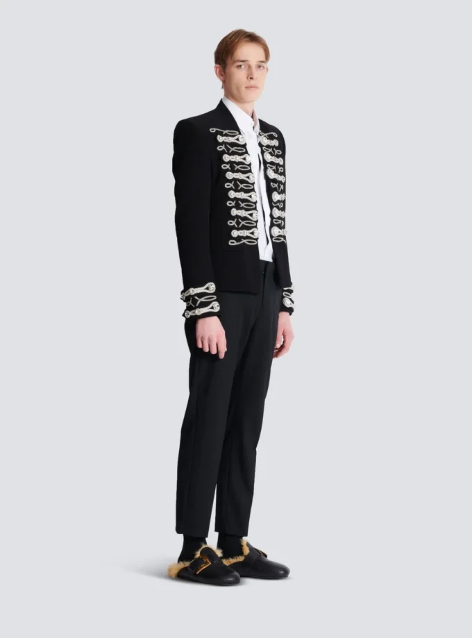 Veste spencer en crêpe avec boutons brodés Veste spencer en crêpe avec boutons brodés
