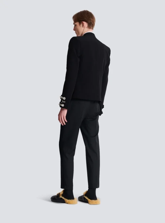 Veste spencer en crêpe avec boutons brodés Veste spencer en crêpe avec boutons brodés