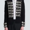 Veste spencer en crêpe avec boutons brodés Veste spencer en crêpe avec boutons brodés