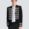 Veste spencer en crêpe avec boutons brodés Veste spencer en crêpe avec boutons brodés
