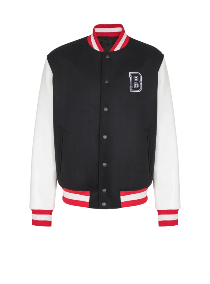 Veste universitaire en laine et simili cuir Veste universitaire en laine et simili cuir
