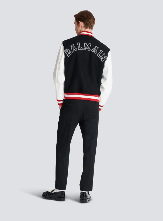 Veste universitaire en laine et simili cuir Veste universitaire en laine et simili cuir