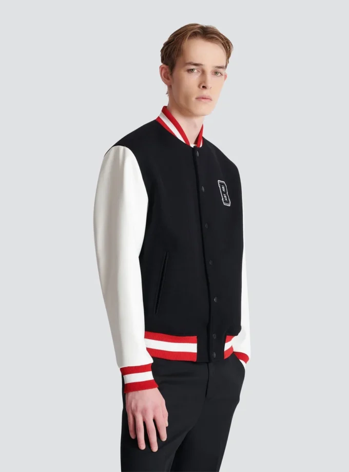 Veste universitaire en laine et simili cuir Veste universitaire en laine et simili cuir