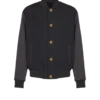 Veste universitaire en laine grain de poudre et satin Veste universitaire en laine grain de poudre et satin