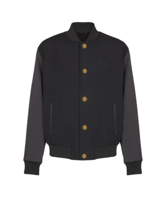 Veste universitaire en laine grain de poudre et satin Veste universitaire en laine grain de poudre et satin