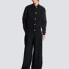 Veste universitaire en laine grain de poudre et satin Veste universitaire en laine grain de poudre et satin