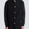 Veste universitaire en laine grain de poudre et satin Veste universitaire en laine grain de poudre et satin