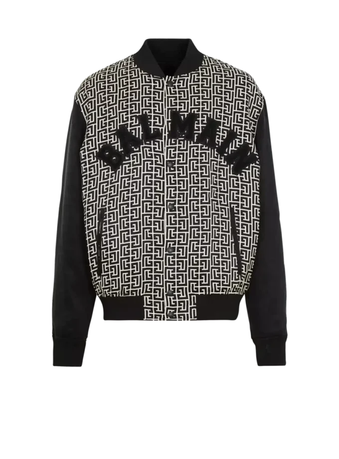 Veste universitaire monogrammée avec empiècements Veste universitaire monogrammée avec empiècements